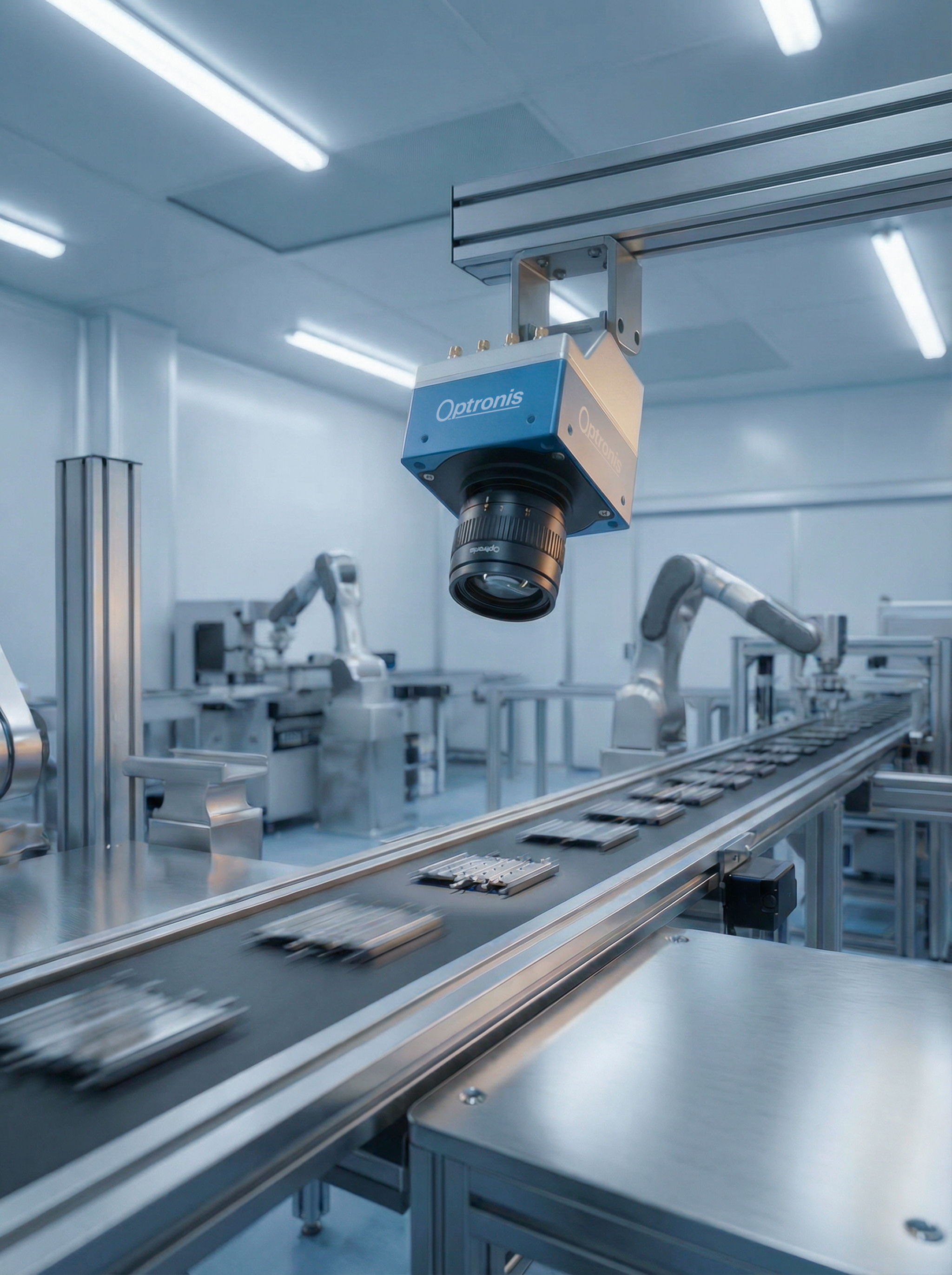 Industrial robot arm in automated production line