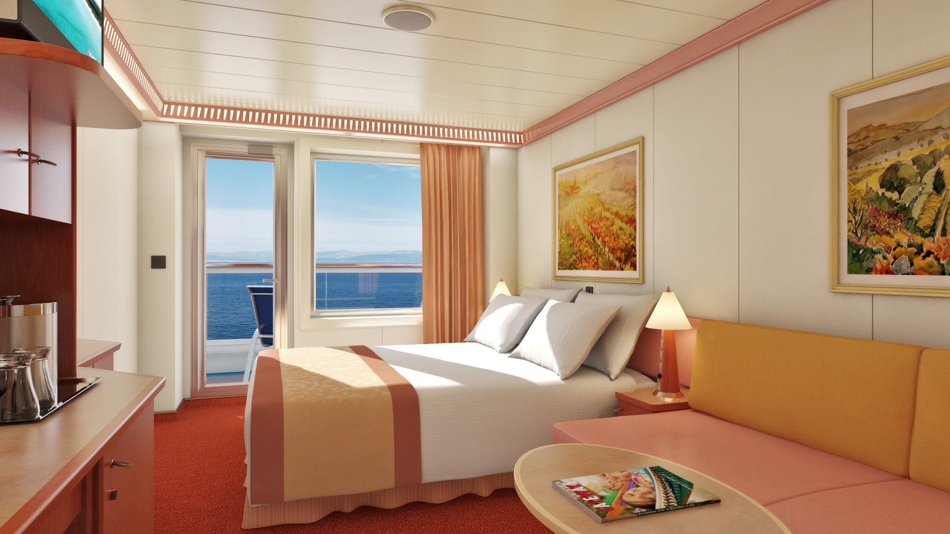 Large Balcony Stateroom with aft view