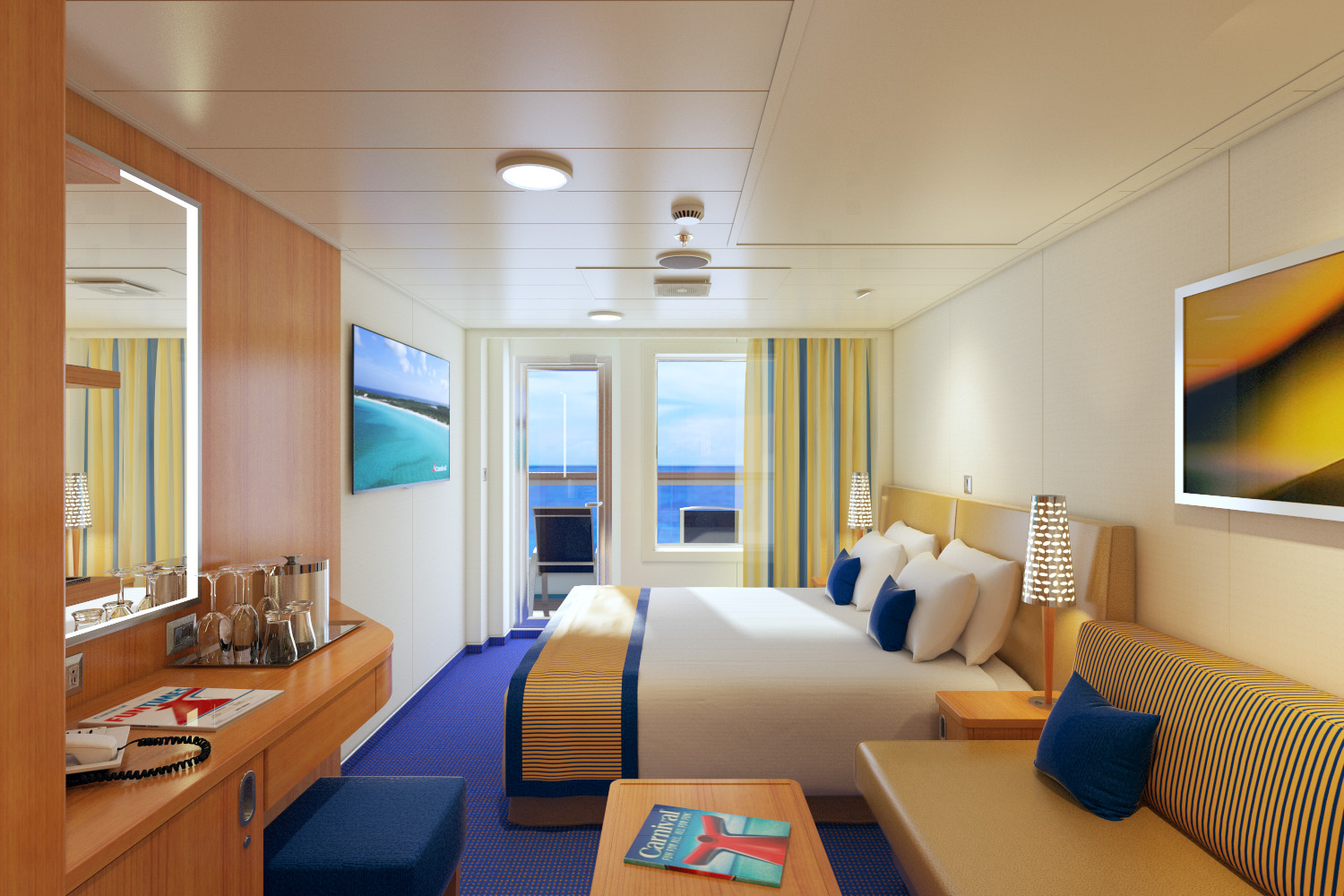 Large Balcony Stateroom with aft view