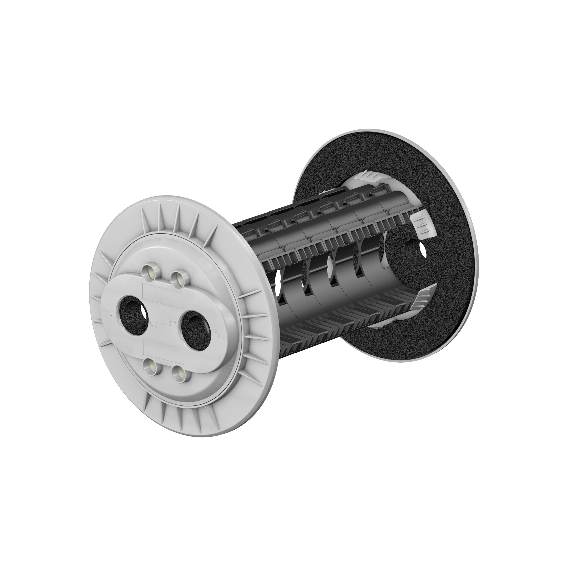 Oberirdische Wanddurchführung für Wärmepumpe mit getrennten Öffnungen zur luft- und wasserdichten Abdichtung von Rohren und Kabeln in der Außenwand