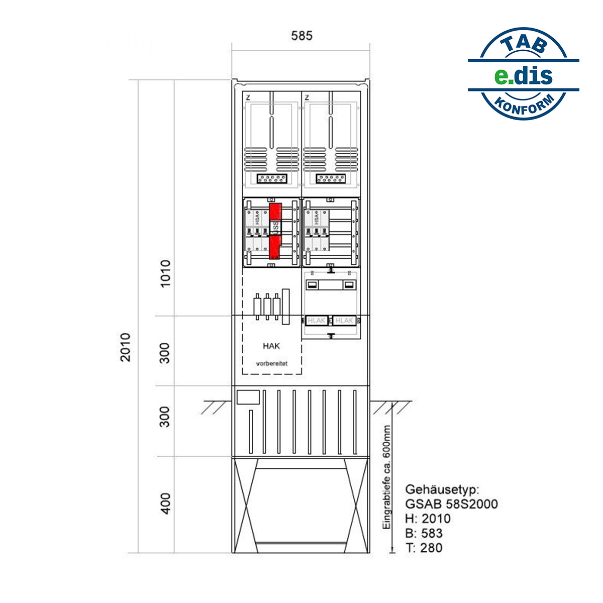 GSAB ZAS Bezug 2 Zähler (35A, 40A oder 50A)