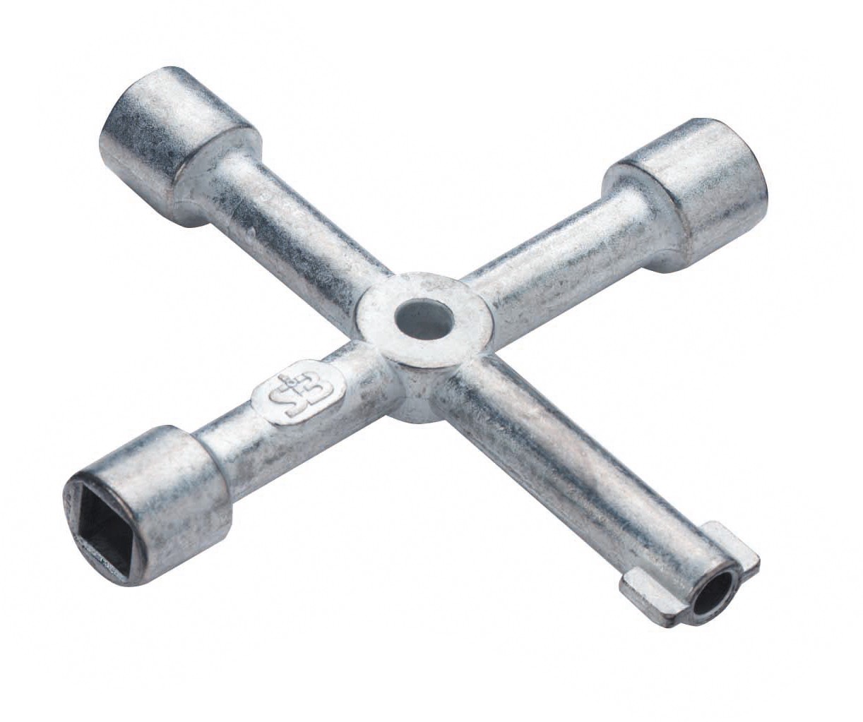 CIMCO 4-fach Mastschlüssel aus Zinkdruckguss mit Halbmond 8 mm, Vierkant 8 mm, Doppelbart 5 mm und Dreikant 9 mm für Hausanschlusskästen und Energieverteiler