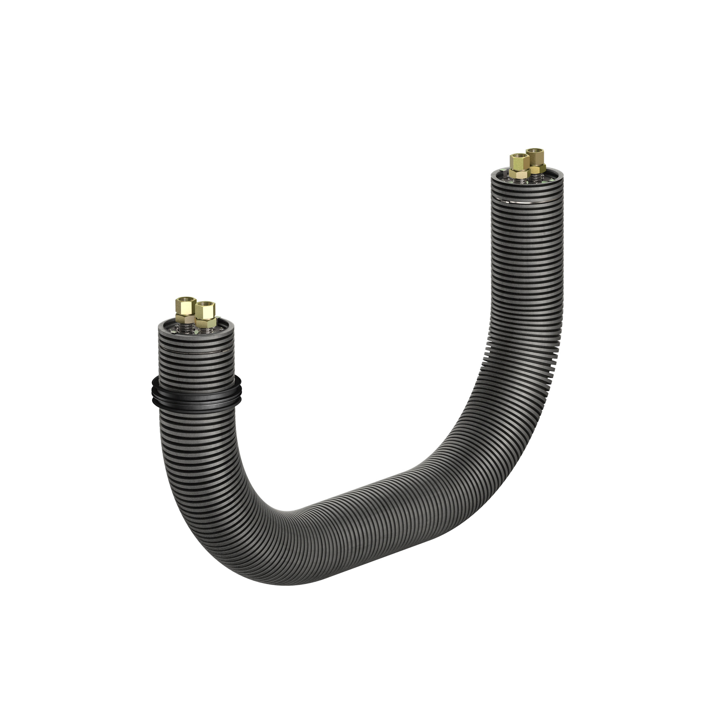 DOYMA Anschlusssystem für Bodenplatten mit flexiblem Mantelrohr DN 200 und integrierten Edelstahlwellrohren für Wärmepumpenanschluss