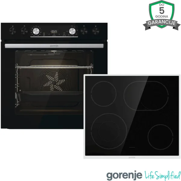 Gorenje Black Set 4 ugradbeni set pećnica BCX6737E05BG 77 L + staklokeramička ploča ECD634X, crna