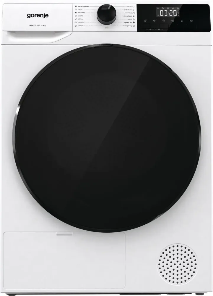 Gorenje DHNA93 kondenzacijska sušilica rublja s toplinskom pumpom 9 kg, 15 programa, TwinAir, AutoDrain, bijela