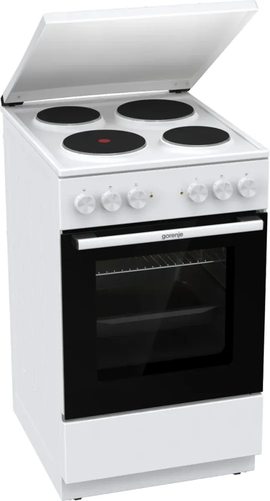 Gorenje GE5A23WH samostojeći električni štednjak 50 cm, 4 ploče (1 ekspres), pećnica 74 l, Pizza funkcija, bijeli