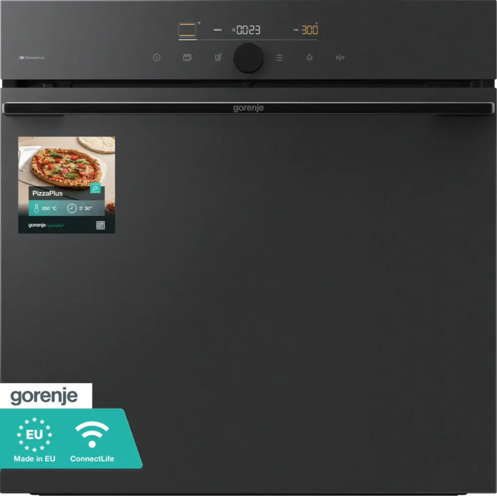 Gorenje GO66MB Pizza350C ugradbena pećnica 77 L — piroliza, pizza 350 °C, mat crna