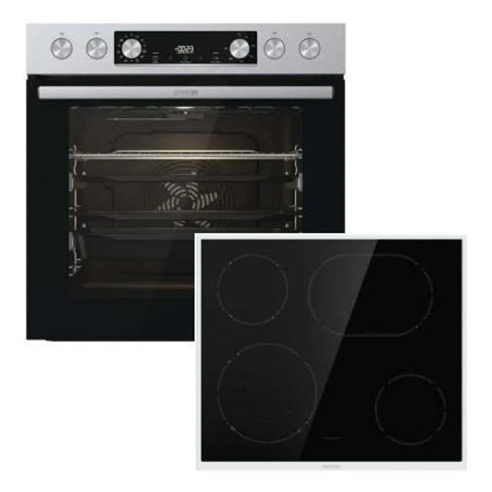 Gorenje Steel Set EX BCS6737E12X + ECD634X ugradbeni set pećnica 77 l i staklokeramička ploča 60 cm, AirFry, ExtraSteam, inox