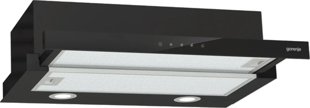 Gorenje TH64E4BG teleskopska napa 60 cm, 450 m³/h, upravljanje na dodir, energetski razred C, crna