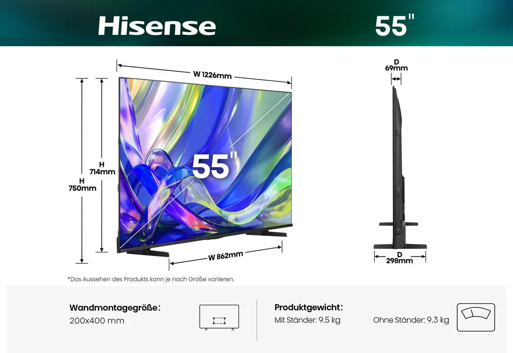 Hisense 55Q7S Hi-QLED televizor 139 cm 4K UHD Smart TV VIDAA