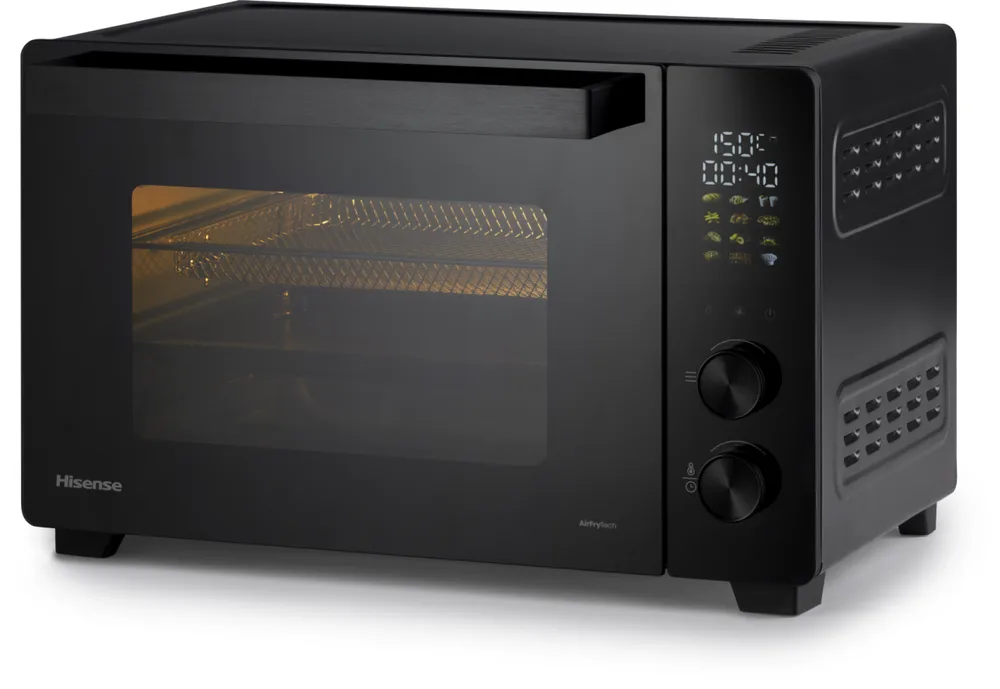 Hisense HOM30AF mini pećnica 30 l s funkcijom friteze na vrući zrak, 1800 W, 12 programa, ražanj, crna
