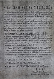 thumbnail of A la clase obrera y al pueblo. Rama sindical Cordoba