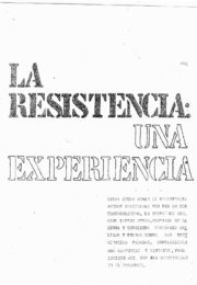 thumbnail of La Resistencia. Una experiencia