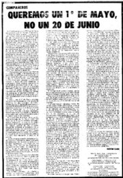 thumbnail of Solicitada. Queremos un 1 de mayo no un 20 de junio