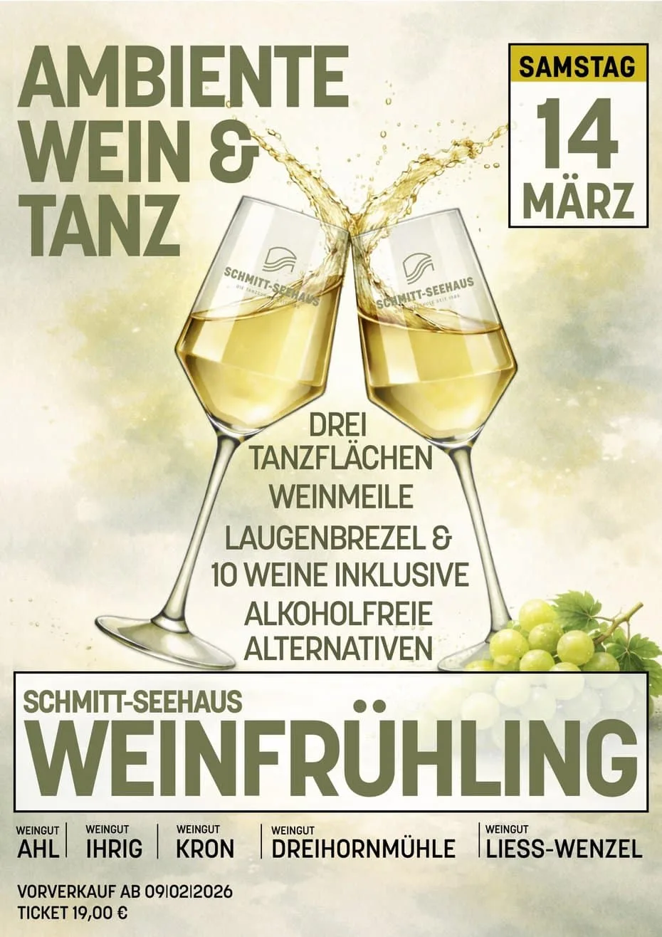 Weinfrühling im Schmitt-Seehaus: Ambiente, Wein & Tanz am 14. März