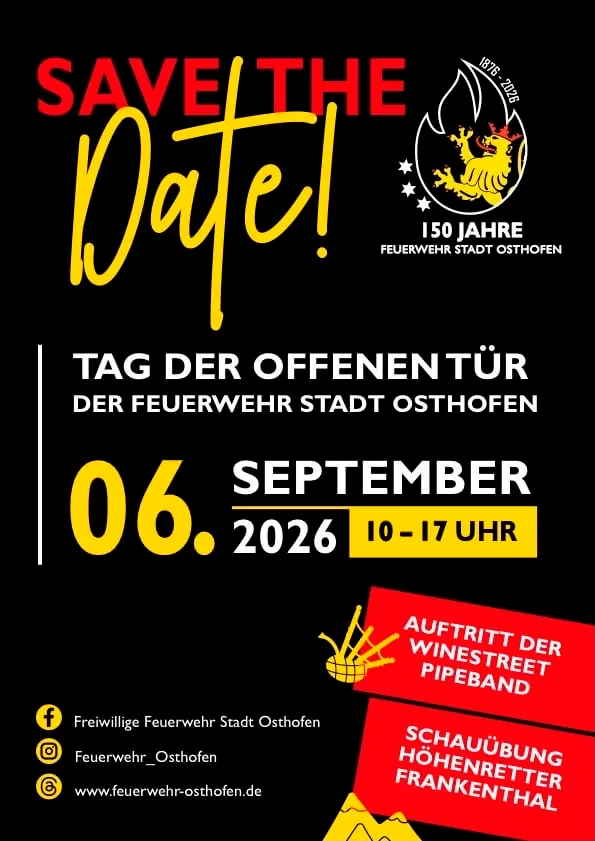 150 Jahre Feuerwehr Osthofen: Tag der offenen Tür lädt zu einem erlebnisreichen Familientag ein