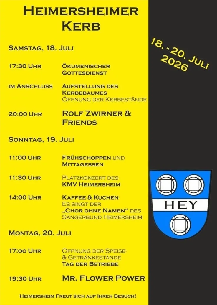 Heimersheimer Kerb 2026 – Drei Tage Tradition, Musik und geselliges Miteinander