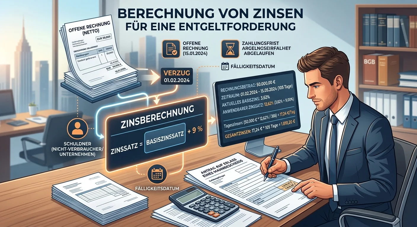 Zinsberechnung für Entgeltforderung (Nicht-Verbraucher)