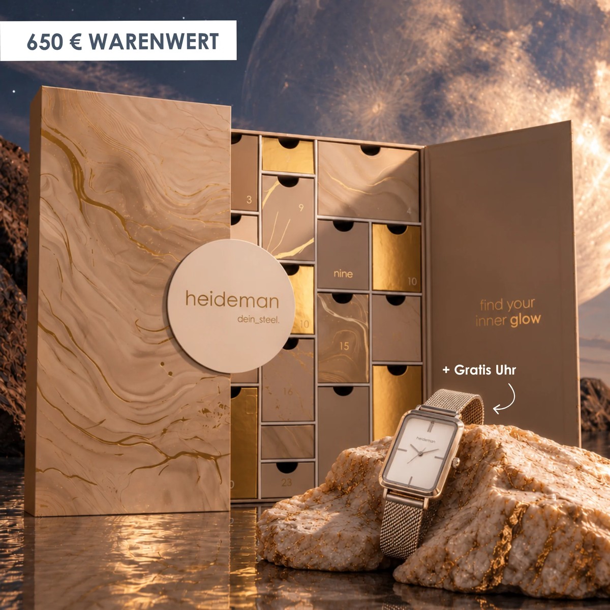 Adventskalender von Heideman mit Uhr als Zugabe