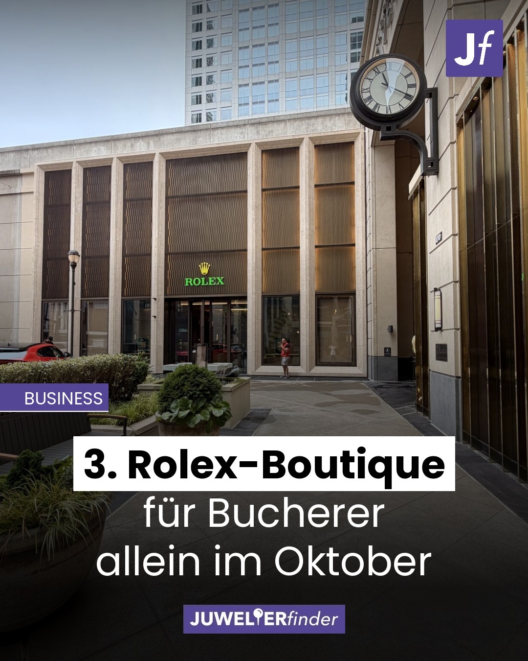 Rolex-Boutique von Bucherer mit hoher Fassade im The Bravern in Bellevue