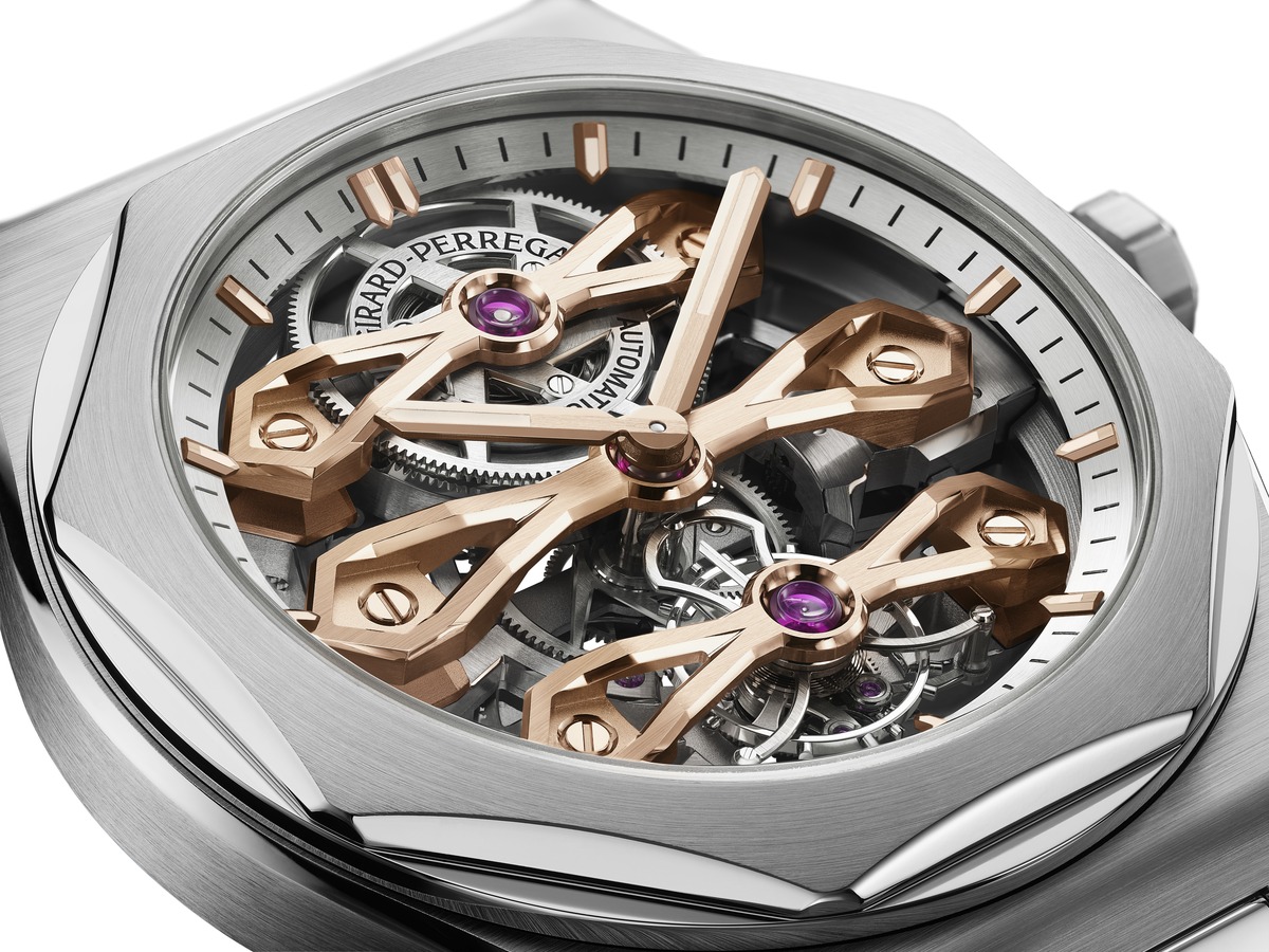 Laureato Fifty Three Gold Bridges von Girard-Perregaux mit drei Roségold-Brücken im skelettierten Zifferblatt