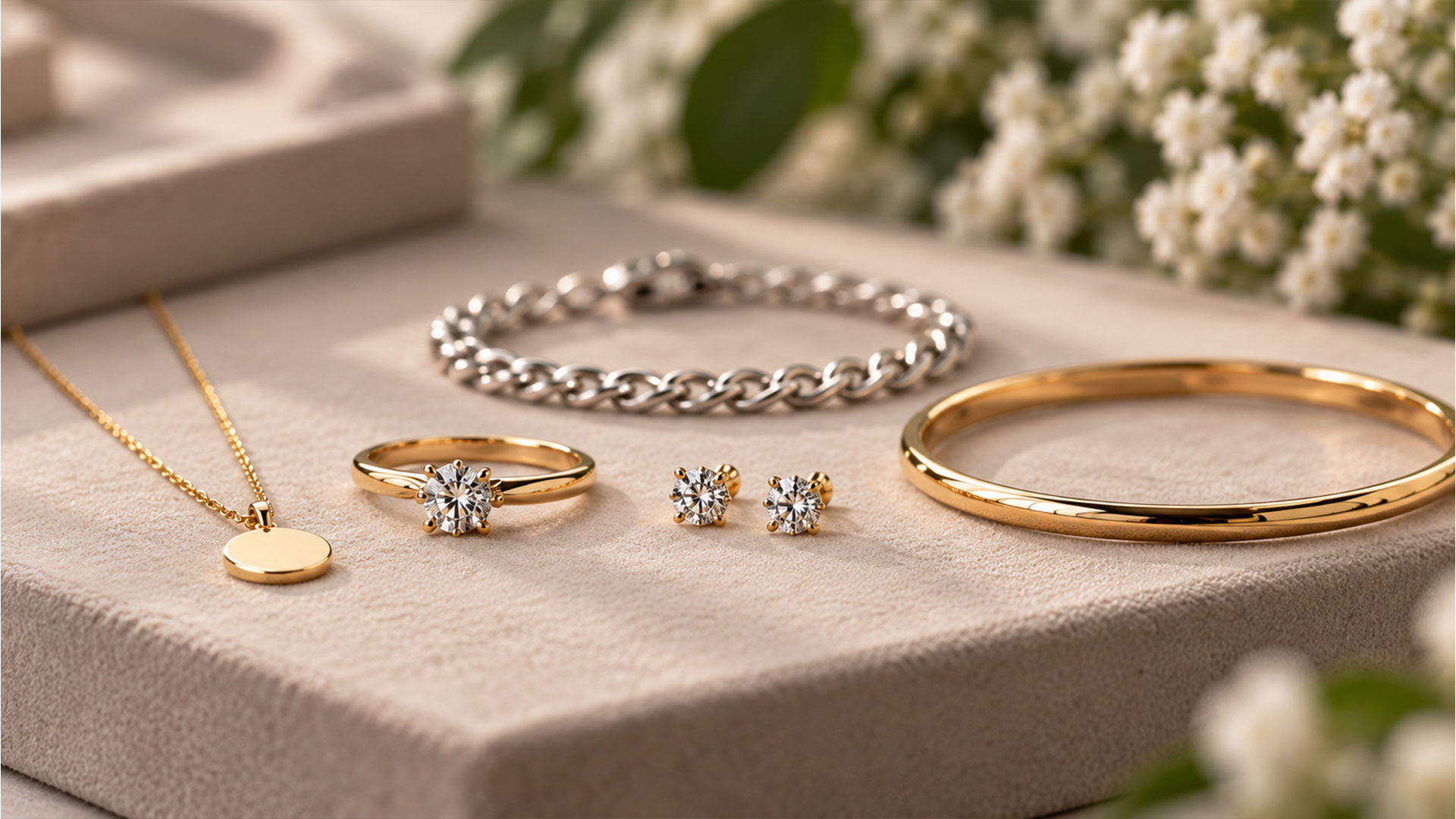 Goldschmuck und Silberschmuck.