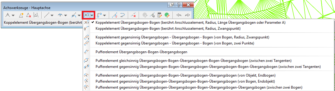 Dropdown Element 4: Koppelelement Übergangsbogen-Bogen