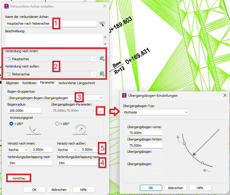Parameter der Rand-/Verbundachse