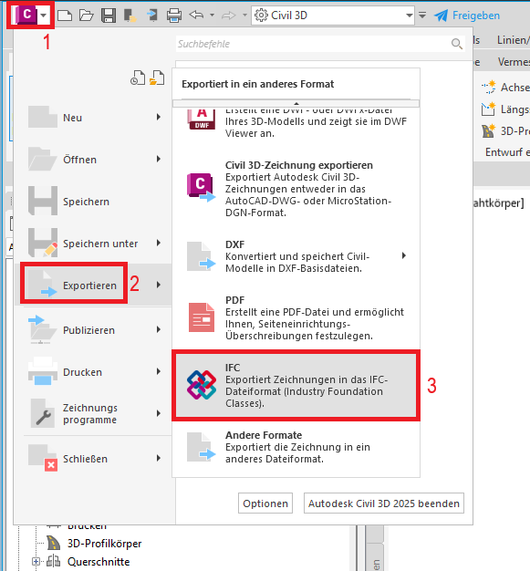IFC-Export Dialog