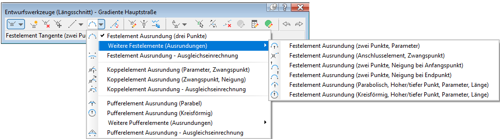 Dropdown Element 2 für Bogen und Ausrundung