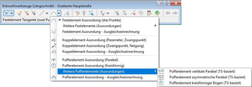 Dropdown Element 2 für Bogen und Ausrundung