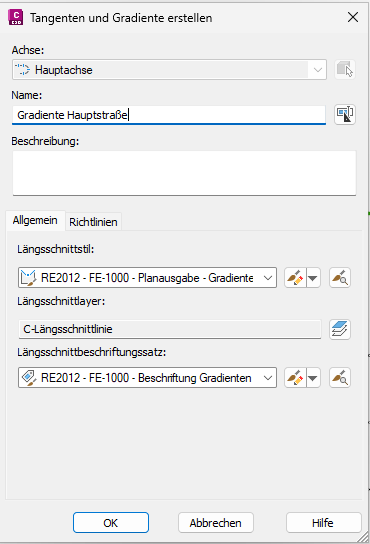 Name, Längsschnitt-Stil und Beschriftungsstil