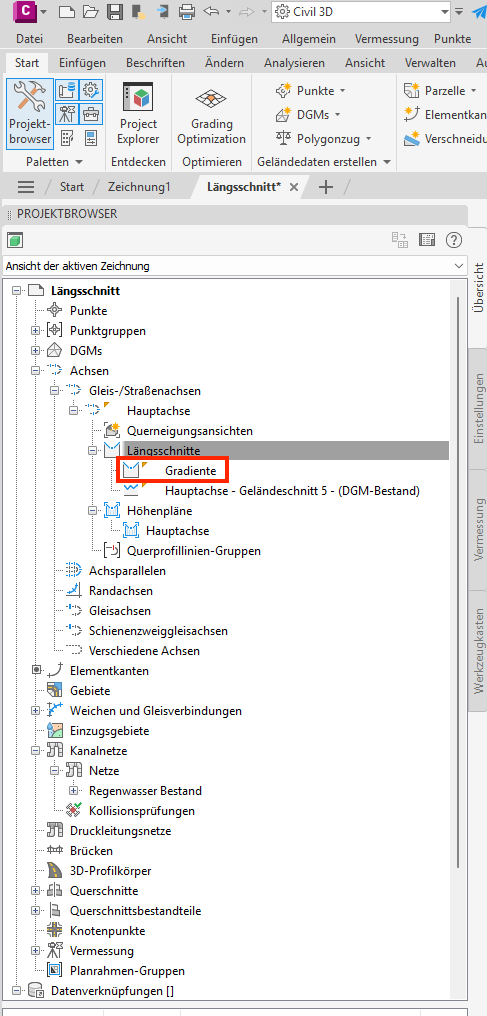 Fertige Gradiente nach Tangenten-Werkzeug