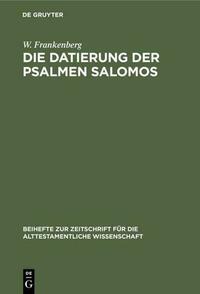 Die Datierung der Psalmen Salomos