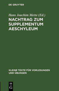 Nachtrag zum Supplementum Aeschyleum