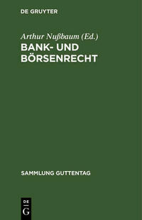 Bank- und Börsenrecht