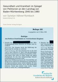Gesundheit und Krankheit im Spiegel von Petitionen an den Landtag von Baden-Württemberg 1946 bis 1980