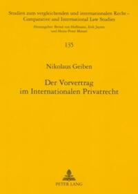 Der Vorvertrag im Internationalen Privatrecht