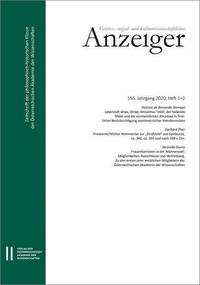 Geistes-, sozial- und kulturwissenschaftlicher Anzeiger ‒ Zeitschrift der philosophisch-historischen Klasse der Österreichischen Akademie der Wissenschaften, 155. Jahrgang (2020)