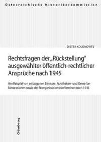 Rechtsfragen der Rückstellung ausgewählter öffentlich-rechtlicher Ansprüche nach 1945