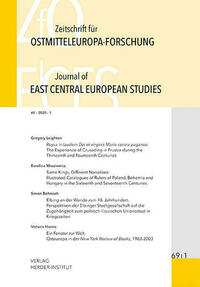 Zeitschrift für Ostmitteleuropa-Forschung (ZfO) 69/1 / Journal of East Central European Studies (JECES)