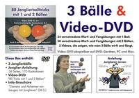 Video-DVD "80 Jonglierballtricks mit 1 und 2 Bällen" plus Broschüre "Demenz und Alzheimer vorbeugen mit Jonglieren" plus 3 Jonglierbälle plus Jonglier-Anleitung
