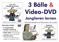 Video-DVD "Jonglieren-lernen" plus Broschüre "Demenz und Alzheimer vorbeugen mit Jonglieren" plus 3 Jonglierbälle plus Jonglier-Anleitung