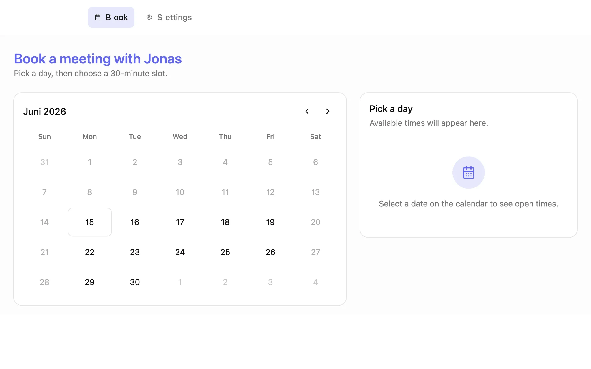 Bookings screenshot