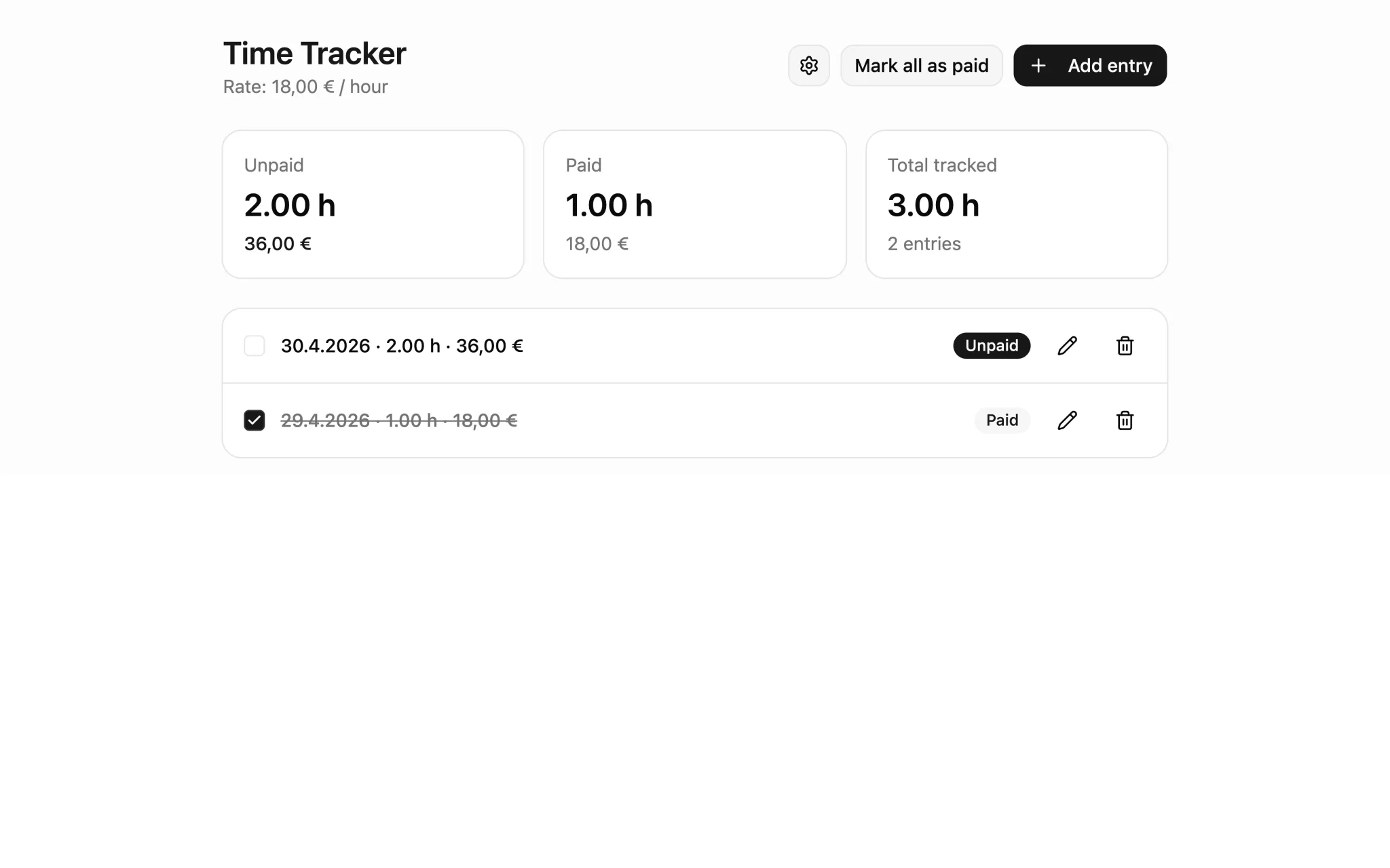 Time Tracker screenshot
