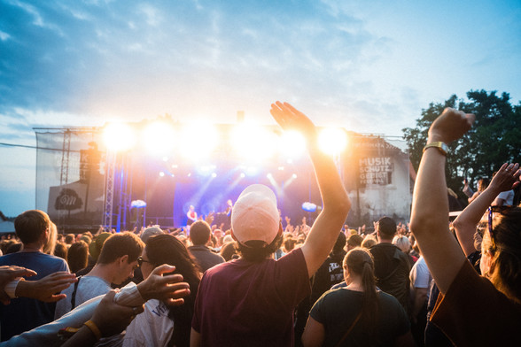 Blick aus der Besuchermenge auf die Hofbühne des Musikschutzgebiets