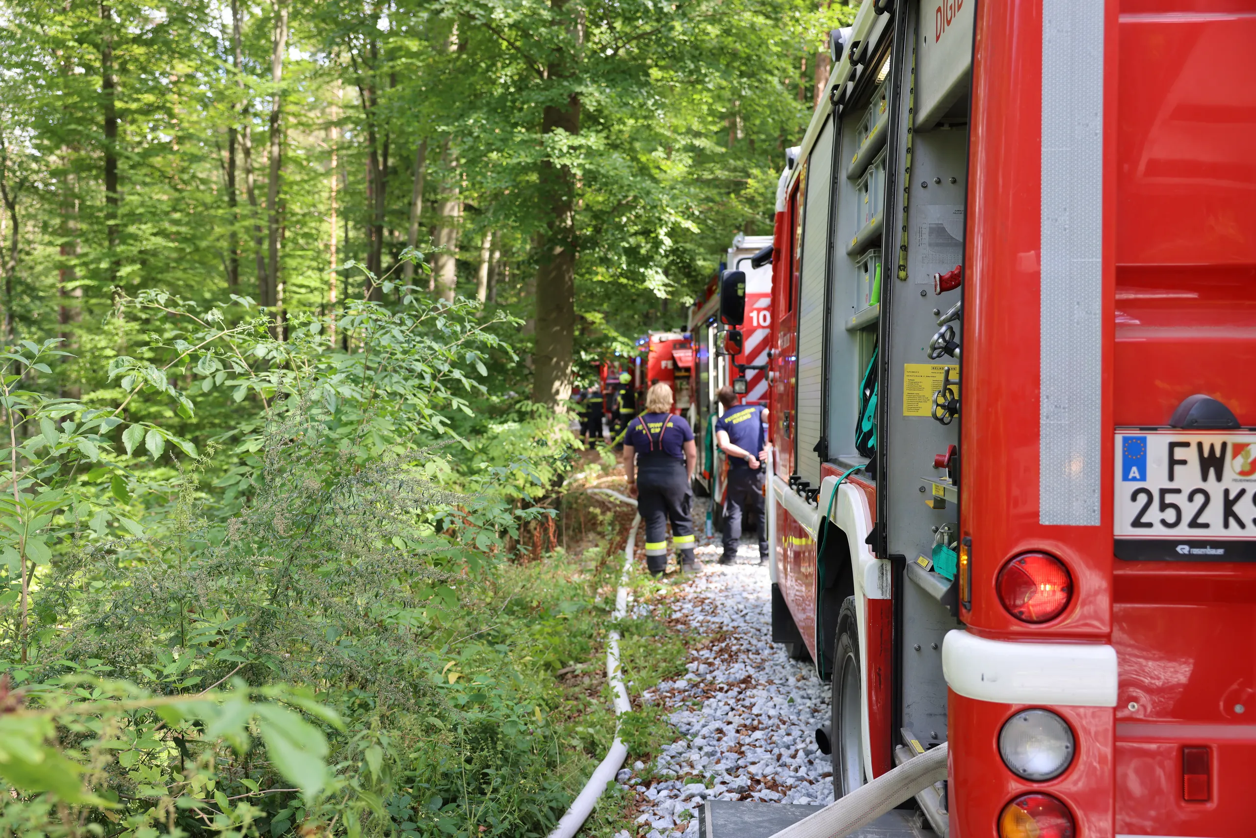 Gallery image 7 - LKW-Brand im Wald sorgt für Großeinsatz von fünf Feuerwehren