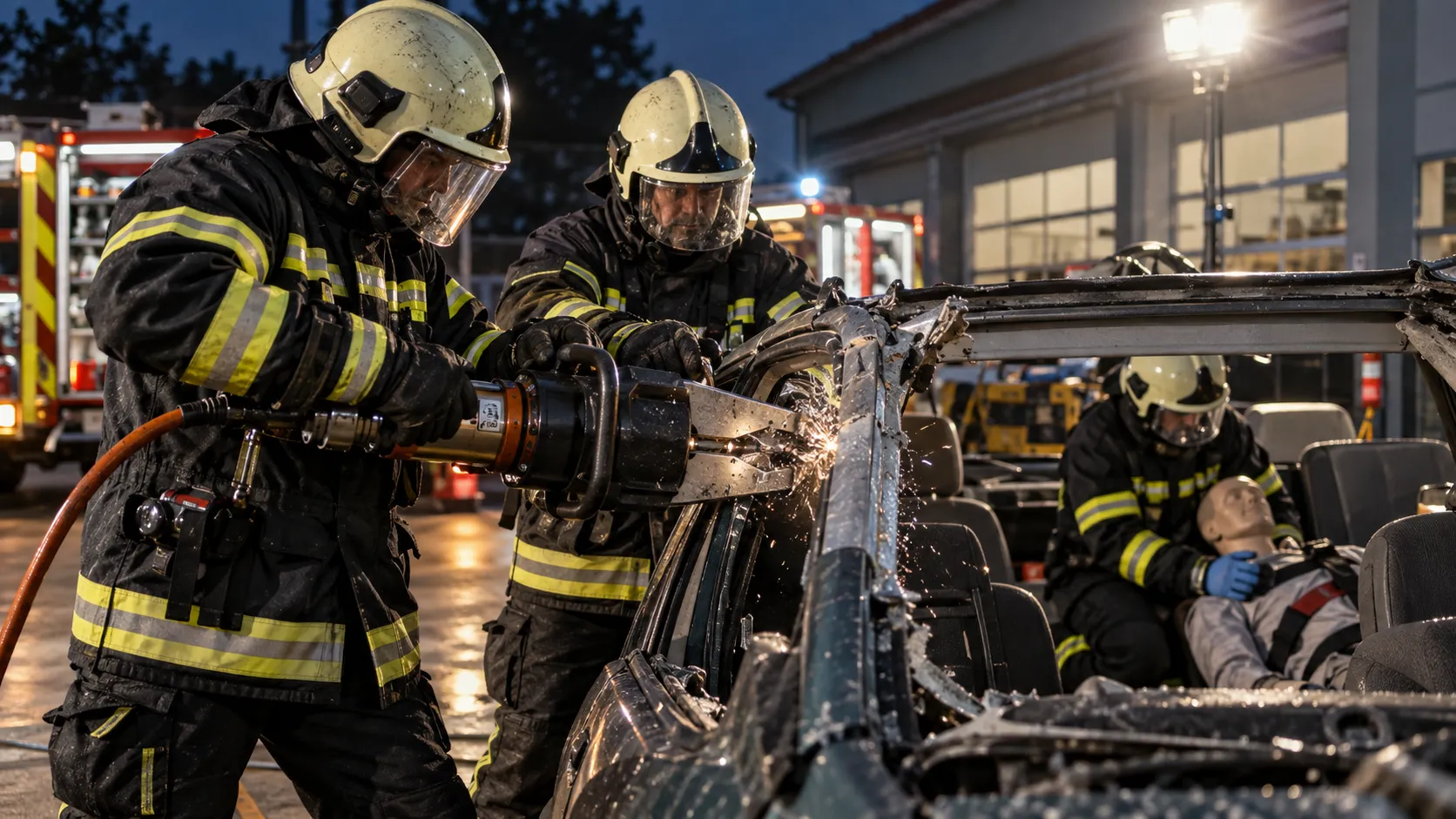 Technische Übung: Verkehrsunfall mit eingeklemmter Person