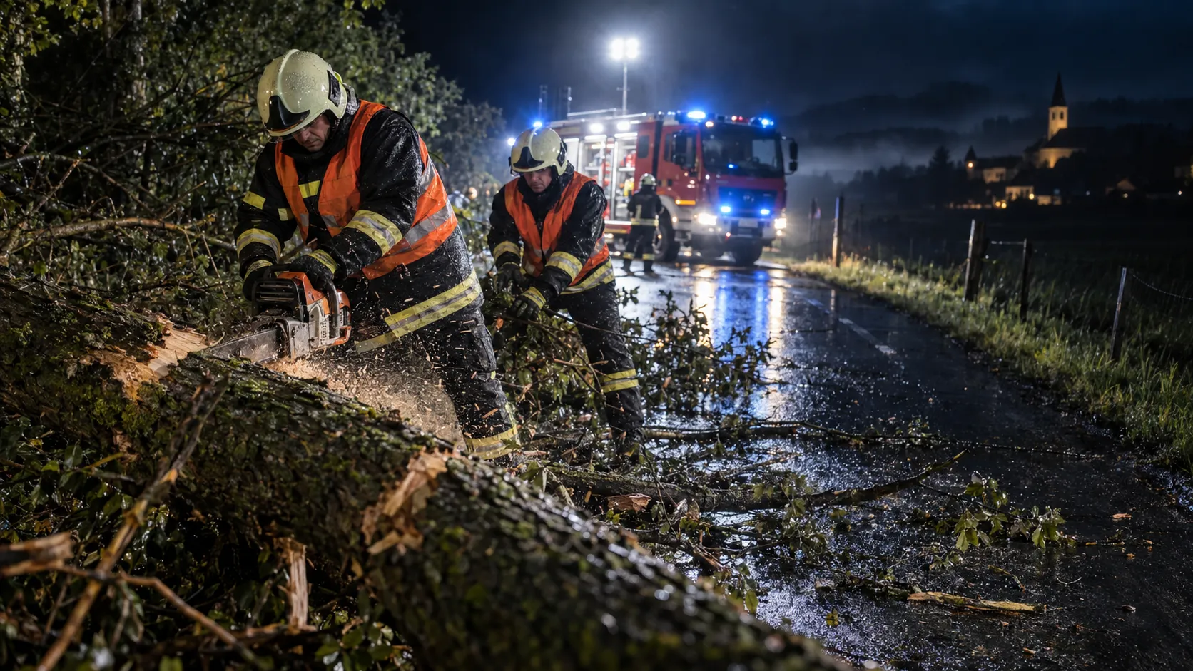 Gallery image 1 - Sturmschäden nach Gewitterfront: sechs Einsätze in einer Nacht