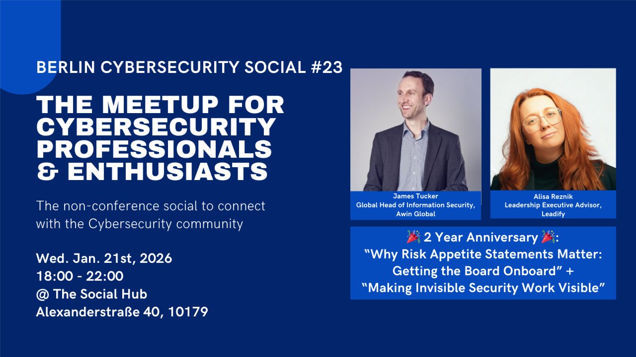 Berlin Cybersecurity Social #23: 2 Year Anniversary